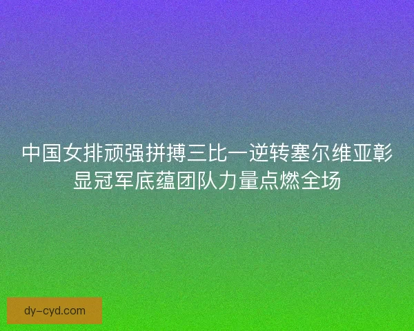 中国女排顽强拼搏三比一逆转塞尔维亚彰显冠军底蕴团队力量点燃全场