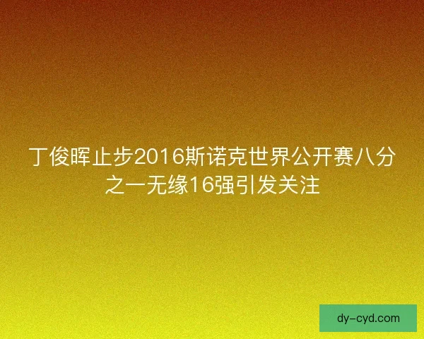 丁俊晖止步2016斯诺克世界公开赛八分之一无缘16强引发关注